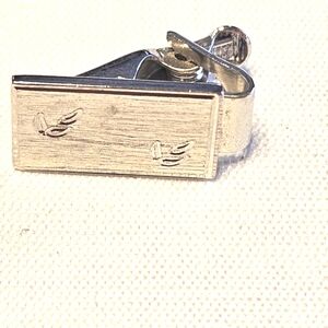 Vintage Etched Silver Tie Clip